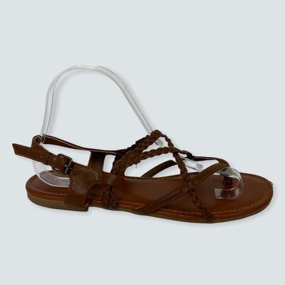 Mia Dannie Gladiator Sandals Brown Braided Size 9 Flat Bohemian Boho Strappy - Picture 6 of 12